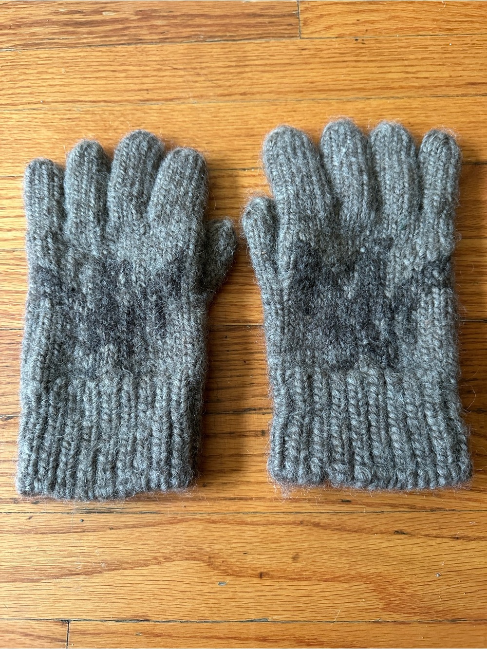 Polo by Ralph Lauren Oatmeal Color Chunky Knit Wool Gloves One Size VTG